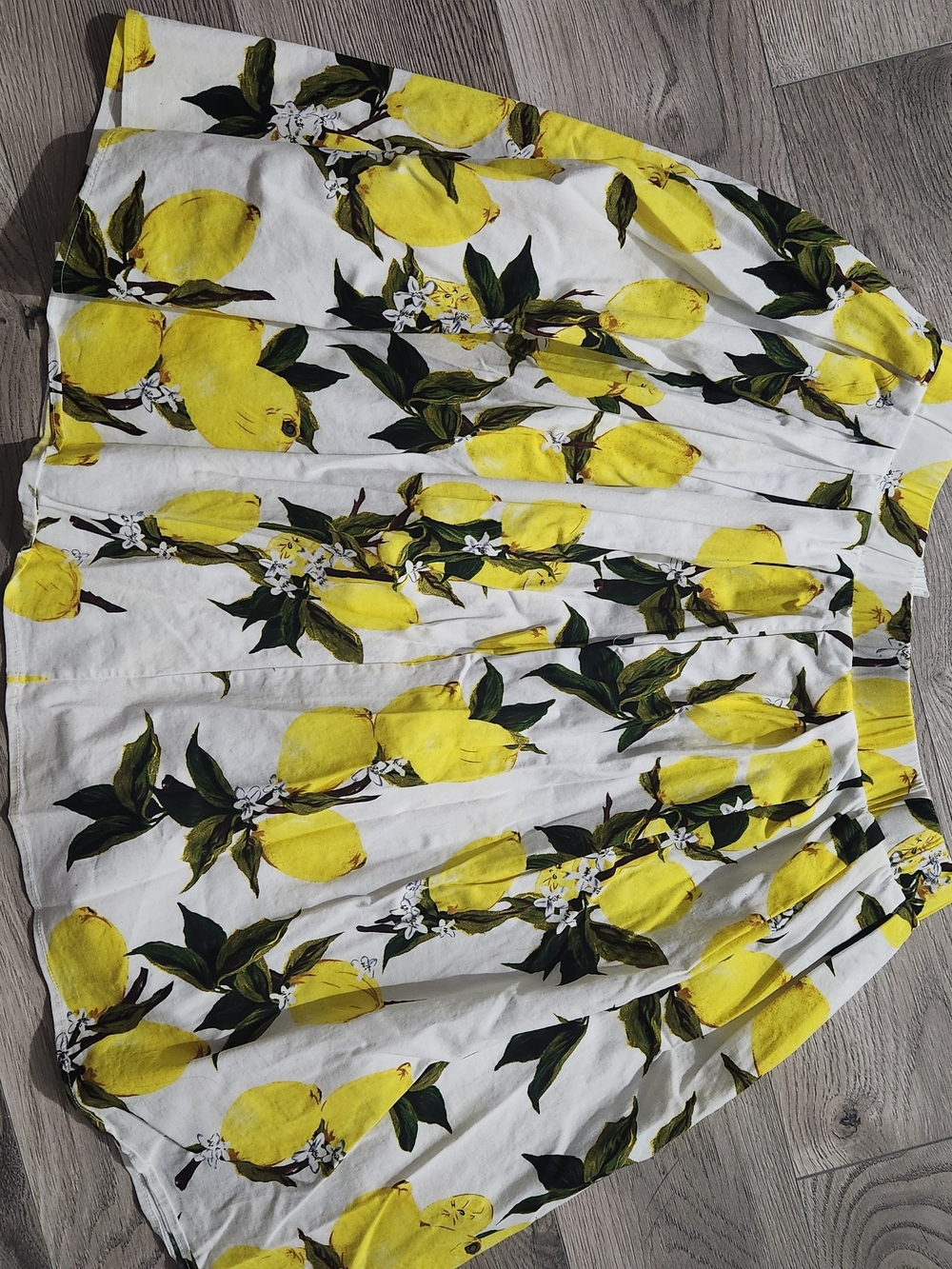 Source Unknown Yellow Lemon Print Circle Skirt